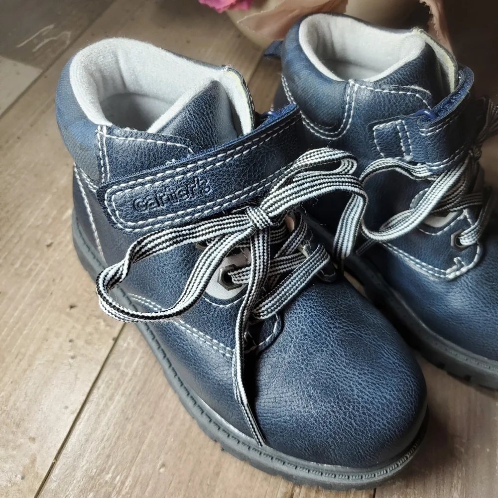 Carter's Toddler Boy Navy Blue Mitch Boots High-Top Shoes Size 11M NWOT